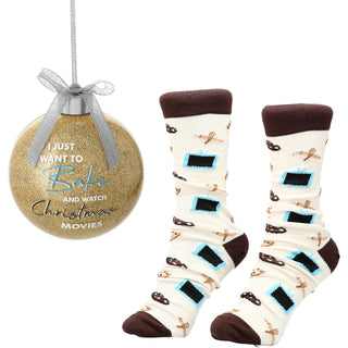 Christmas Movies 4" Ornament with Unisex Holiday Socks