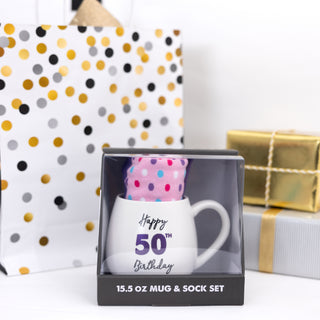 50th Birthday 15.5 oz Mug and Sock Set