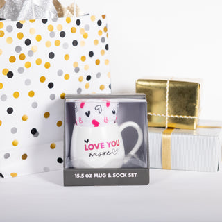 Love You More 15.5 oz Mug and Sock Set