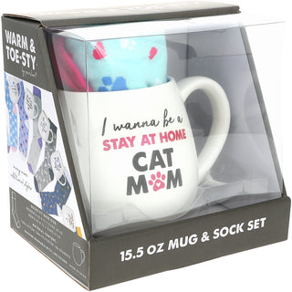 Cat Mom 15.5 oz Mug and Sock Set