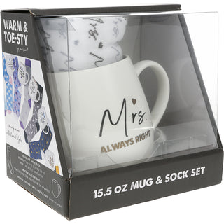 Mrs. Always Right 15.5 oz Mug and Sock Set