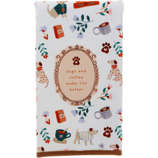 Dogs & Coffee Tea Towel & Sponge Gift Set