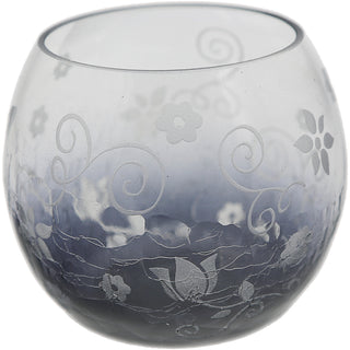 D Glass Candle Holder with Tealight 3.5" Crackled Glass