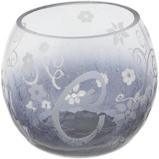 D Glass Candle Holder with Tealight 3.5" Crackled Glass