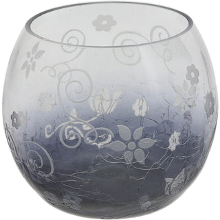 D Glass Candle Holder with Tealight 3.5" Crackled Glass