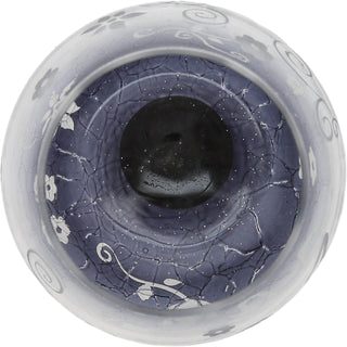 "N" Glass Candle Holder with Tealight 3.5" Crackled Glass