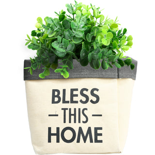 Bless This Home Canvas Planter Cover (Holds 6" Pot)