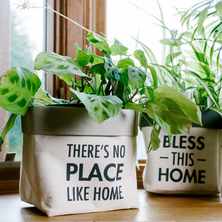 Place Like Home Canvas Planter Cover (Holds 6" Pot)