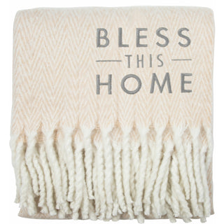 Bless This Home 50" x 60" Herringbone  Blanket