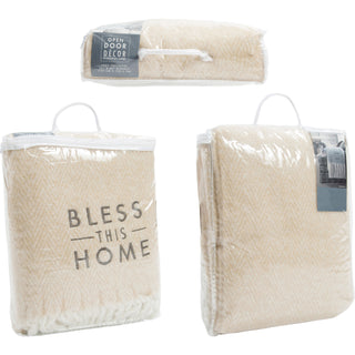 Bless This Home 50" x 60" Herringbone  Blanket