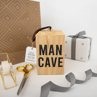 Man Cave Wooden Door Stop