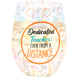 Dedicated Teacher 18 oz Stemless Wine Glass