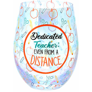 Dedicated Teacher 18 oz Stemless Wine Glass