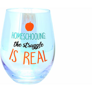 Homeschooling 18 oz Stemless Wine Glass