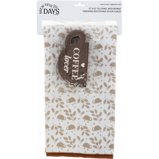 Coffee Lover Tea Towel & Sponge Gift Set
