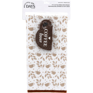Coffee Lover Tea Towel & Sponge Gift Set