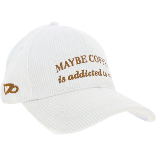 Maybe Coffee White Adjustable Corduroy Hat