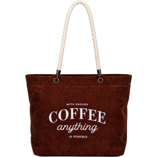 Enough Coffee Corduroy Tote Bag
