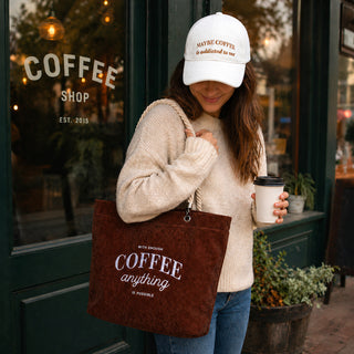 Enough Coffee Corduroy Tote Bag