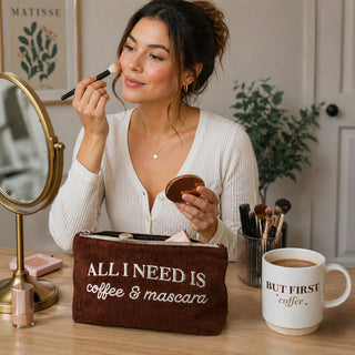 Coffee & Mascara Corduroy Zippered Pouch