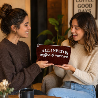 Coffee & Mascara Corduroy Zippered Pouch