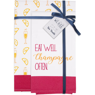 Champagne Often Tea Towel Gift Set (2 - 19.75" x 27.5")