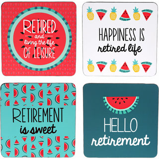 Hello Retirement 4" Coaster Set with Box (4 Piece)