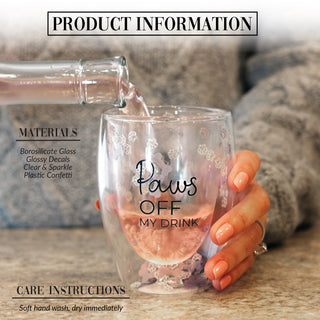 Paws Off 10 oz  Double-Walled Stemless Wine Glass