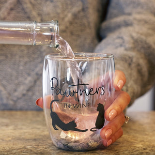 Pawtners 10 oz Double-Walled Stemless Wine Glass