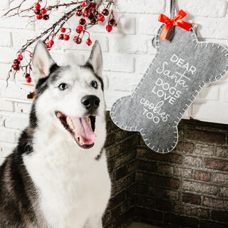 Dogs Canvas Tweed Stocking with Mini Ornament