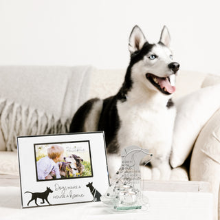 Dog 6" Mirrored Glass Candle Holder
