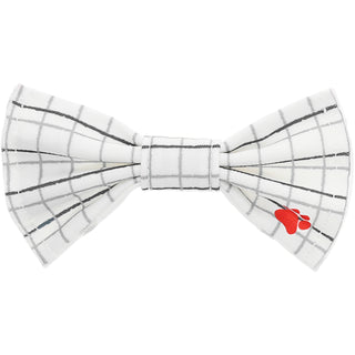White Checkered 6" x 3" Canvas Pet Bow Tie