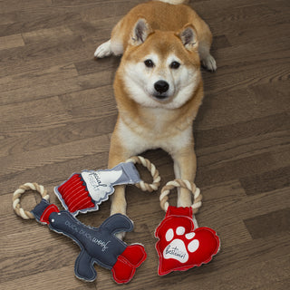 Duck, Duck, Woof 14.5" Canvas Dog Toy on Rope