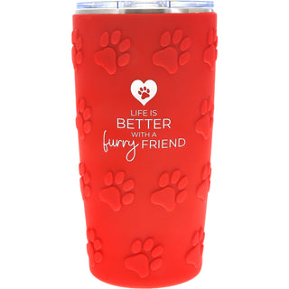 Furry Friend 20 oz Travel Tumbler with 3D Silicone Wrap