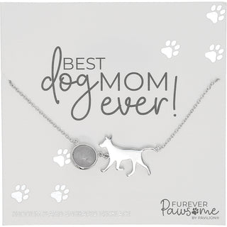 Dog Mom Rhodium Plated Agate Adjustable Necklace