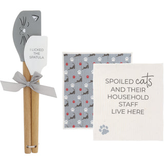 Spoiled Cats Spatula and Reusable Dish Cloth Set
(2 of Each)