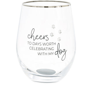 Celebrating Dog 18 oz Stemless Wine Glass & Dog Toy Set
