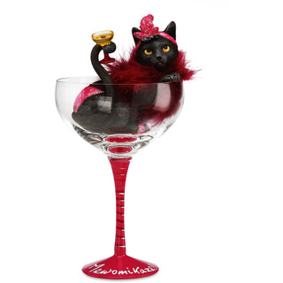 Meowmikaze 9.25" Black Cat in Glass