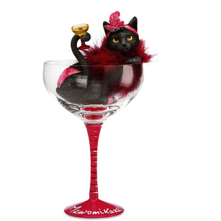 Meowmikaze 9.25" Black Cat in Glass