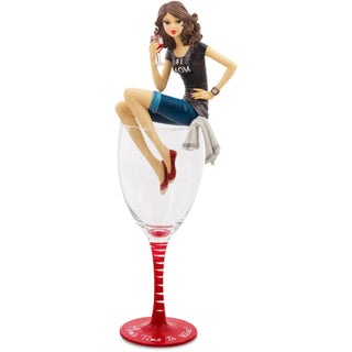 Mom's Time to Wine 11.25" Girl in Wine Glass