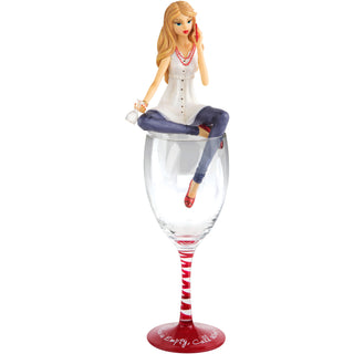 Glass is empty, Call Wine-1-1!      11.5" Girl in Glass