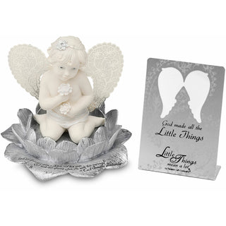 Tiny Wings 3.5" Cherub Holding Flowers