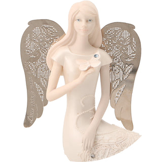 March Birthstone Angel 3.5" March Angel with Aquamarine Butterfly