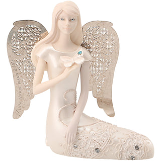 December Birthstone Angel 3.5" December Angel with Blue Topaz Butterfly