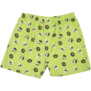 Coffee and Donut Green Unisex Boxers