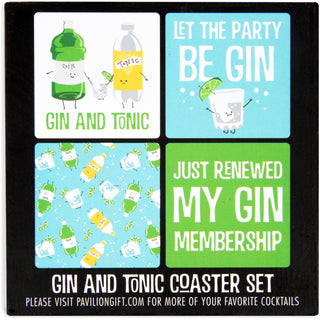 Gin & Tonic 4" Coaster Set with Box (4 Piece)