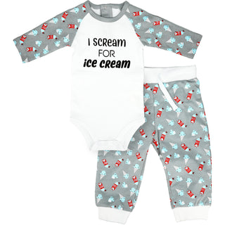 I Scream Gray Bodysuit & Pants Set