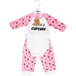 Cute as a Cupcake Pink Bodysuit & Pants Set