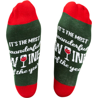 Wonderful Wine 4" Ornament with Unisex Holiday Socks