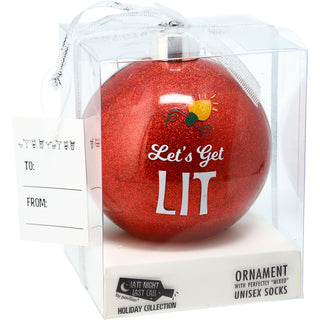 Get Lit 4" Ornament  with Unisex Holiday Socks